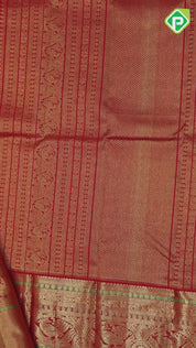 Chilly Red Gold Zari Checked Peacock Chagaram Design Self Peacock Mayilkan Border Design Traditional Silk Saree