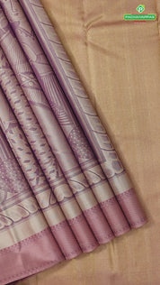 Peach color Durgai amman all god tale posture design divine effect self border signature edition silk saree