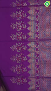 Purple group honey drop meena work butta design self gold zari meena work rangoli border soft silk saree
