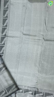 Gray Colour Thread Peacock Feather Design Black Colour Silver Zari Peacock Design Trending Fancy Silk Saree