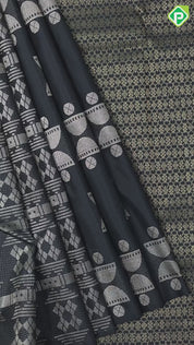 Luxury Black half circles geometric motifs design borderless trendy designer silk saree