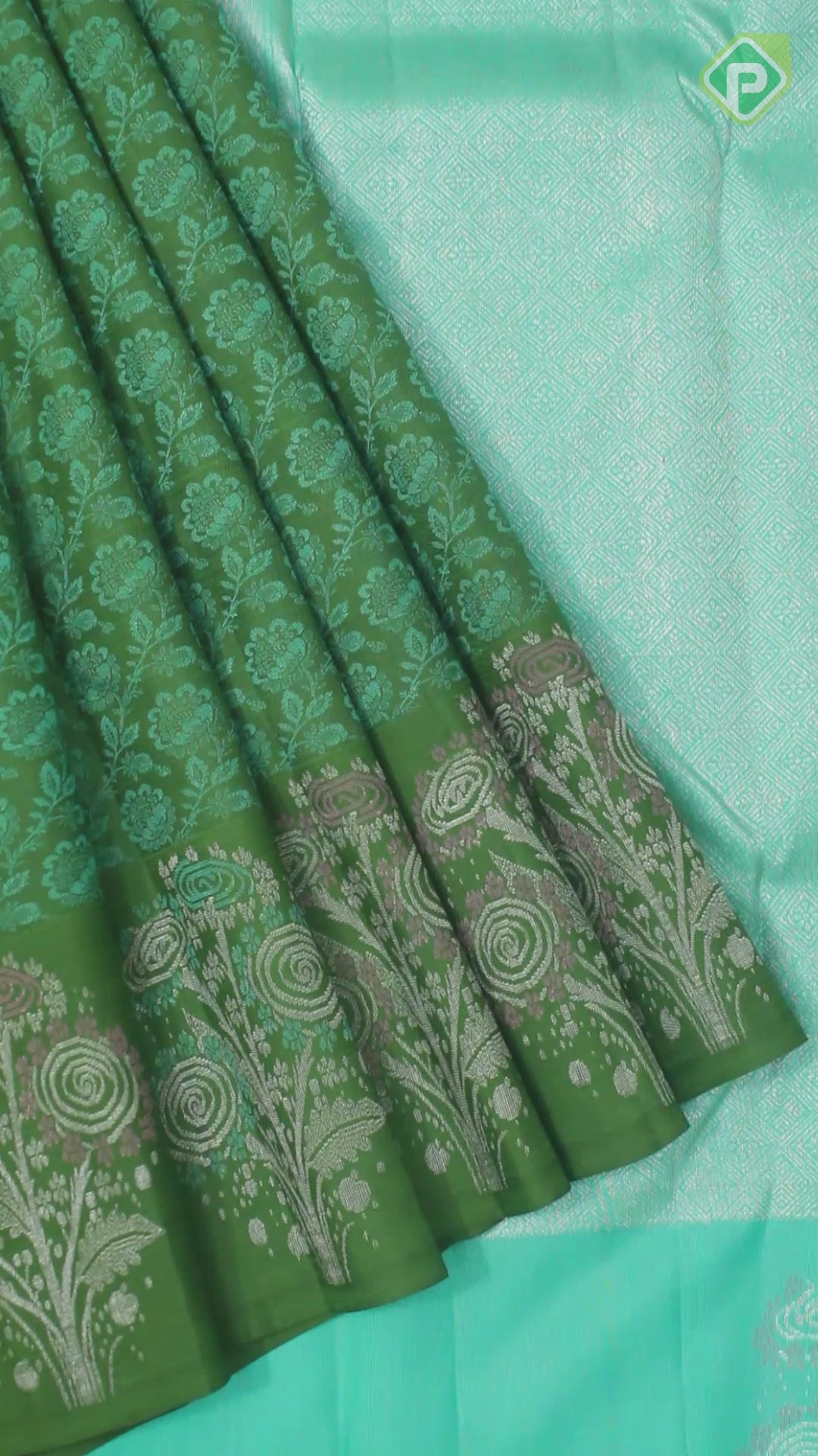 Olive Green Thread Work With Self Color Border Trendy Silk Saree