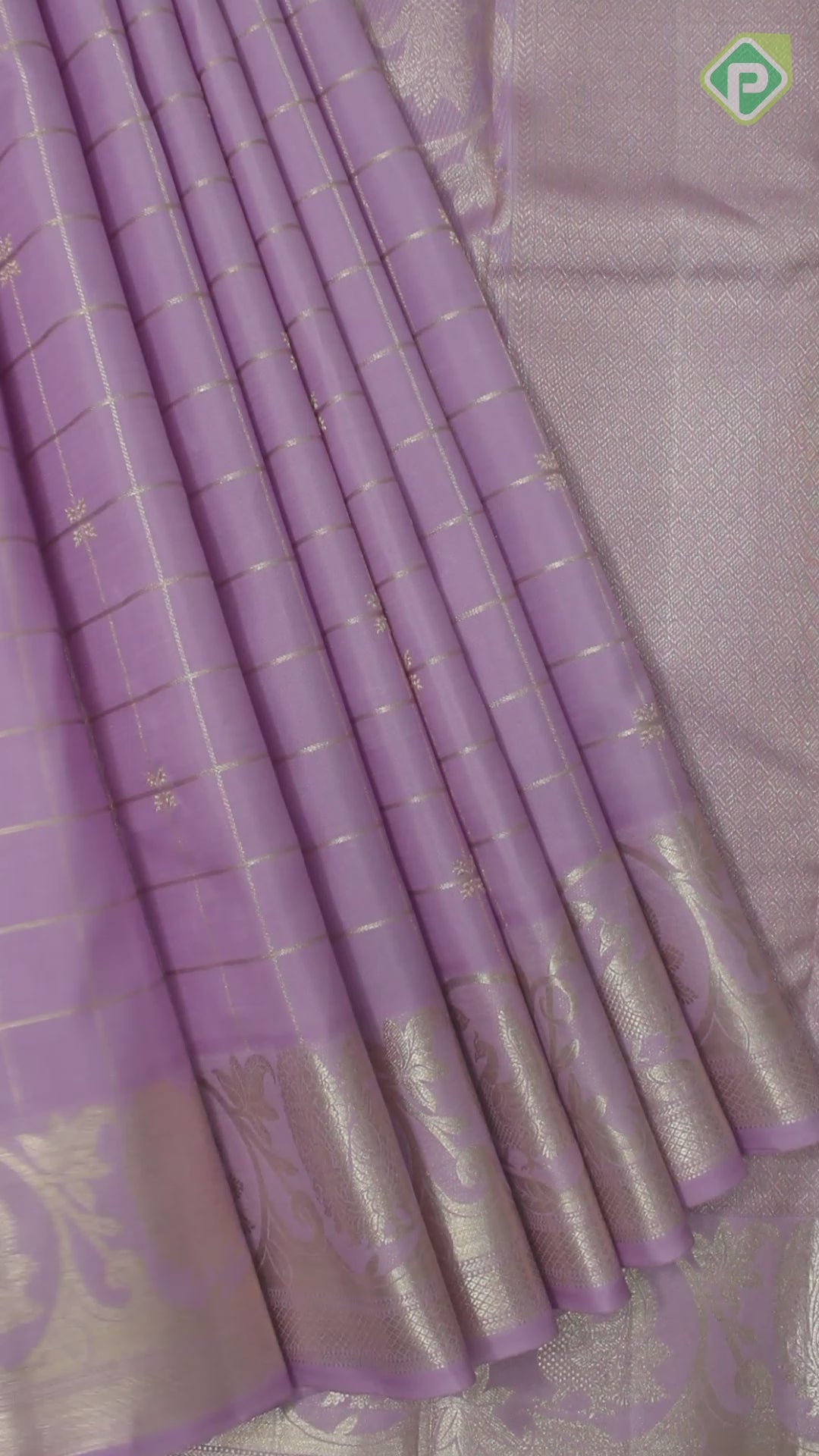Baby Pink Silver Gold Zari Checks Self Peacock Butta Border Traditional Silk Saree