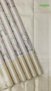 Powder Pink elephant meena work motifs kanjivaram tissue silk saree