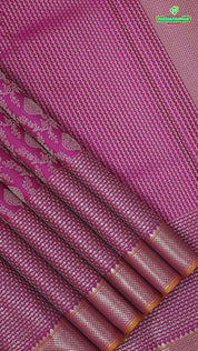 Rani Pink with neem zari grand floral full body design self border bridal silk saree