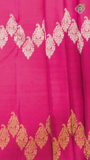 Magenta With Silver And Gold Zari Waves Butta Design Borderless Trendy Designer Silk Saree