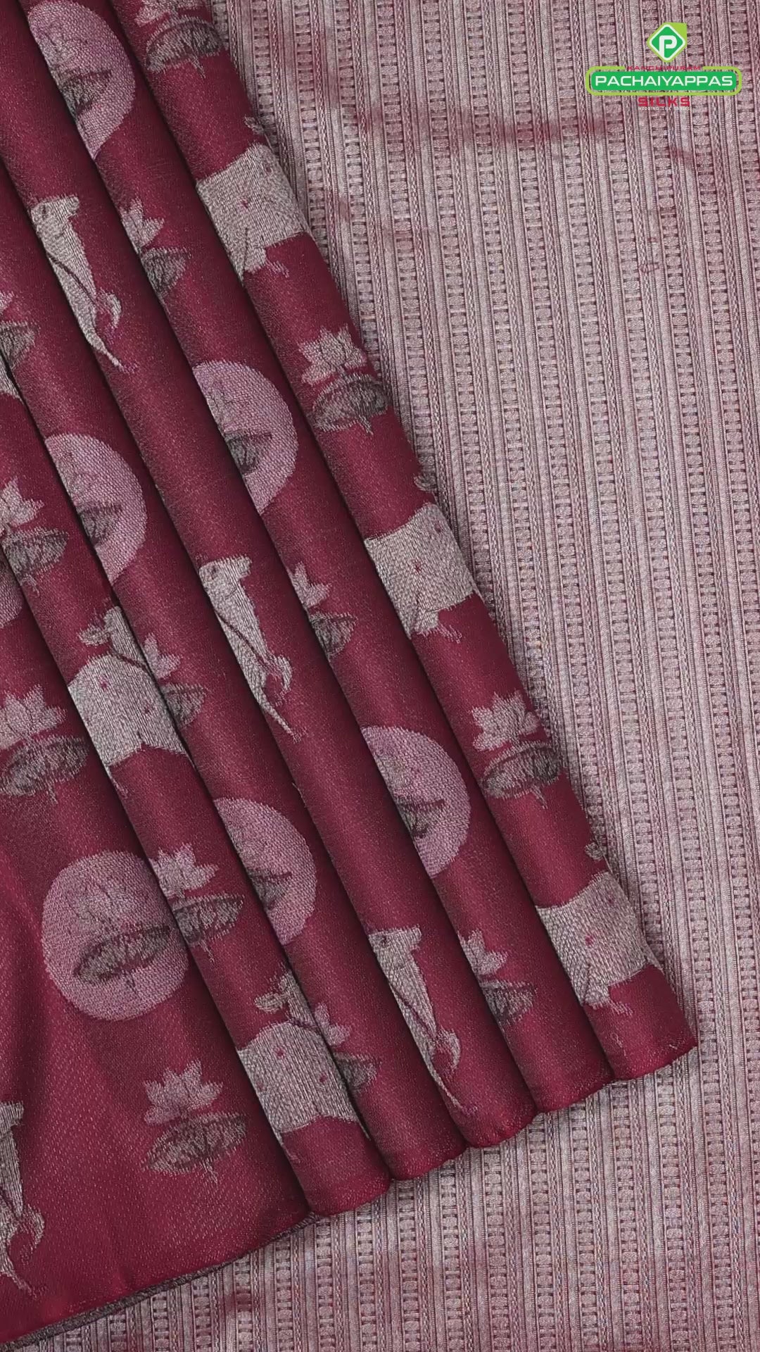 Beetroot red silver zari cow and lotus Pichwai painting Inspired rare signature edition silk saree