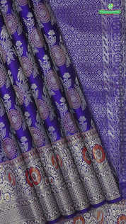 Royal violet blooming flower meena work design self border exclusive bridal silk saree