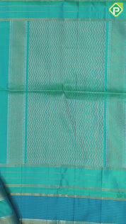 peacock blue silver gold zari bird on ladder design peacock green gold zari lines border soft silk saree