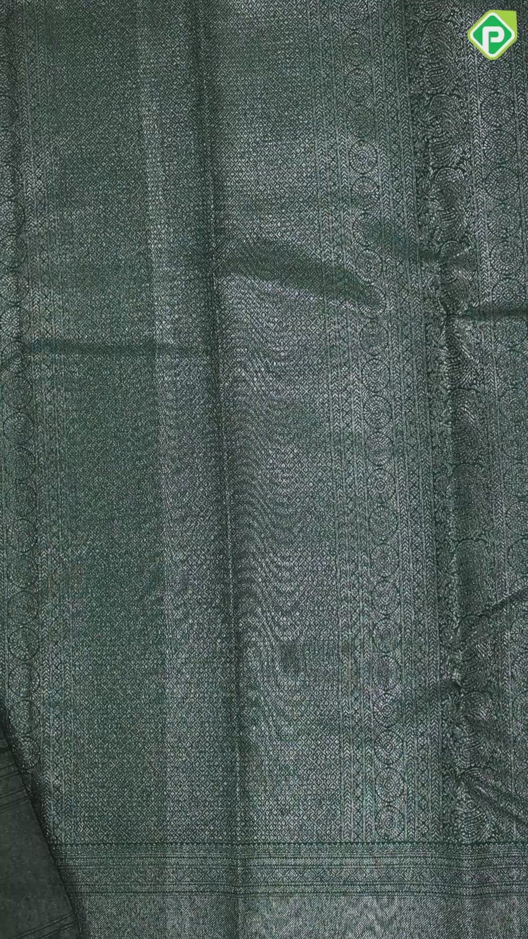 Bottle Green Silver Zari Peacock Chagaram Floral Design Self Colour Weave Border Design Trendy Silk Saree