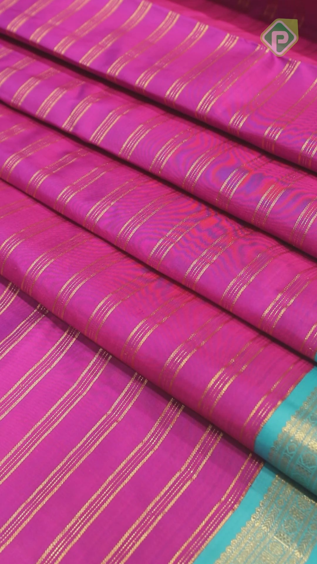 Magenta Color Gold Zari Lines With Rexsona Green Color Border Traditional Silk Saree