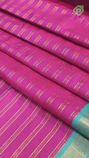 Magenta Color Gold Zari Lines With Rexsona Green Color Border Traditional Silk Saree