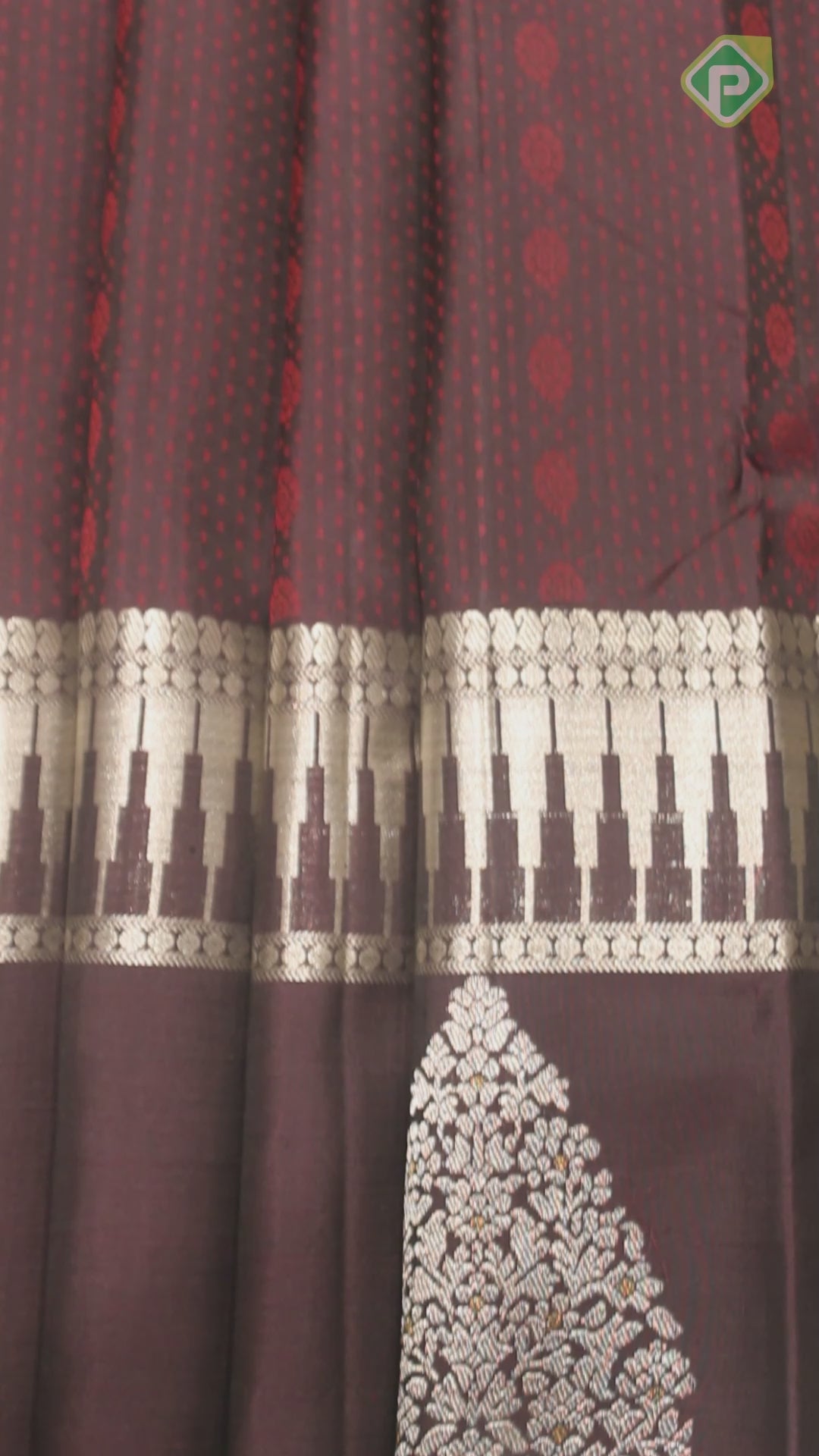 Grape Brown With Maroon Silk Thread Design Self Colur With Silver And Gold Zari Border Traditional Silk Saree