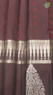 Grape Brown With Maroon Silk Thread Design Self Colur With Silver And Gold Zari Border Traditional Silk Saree
