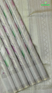 Mustard gold multi color zig zag running arrow design self border zari by zari tissue grand bridal silk saree