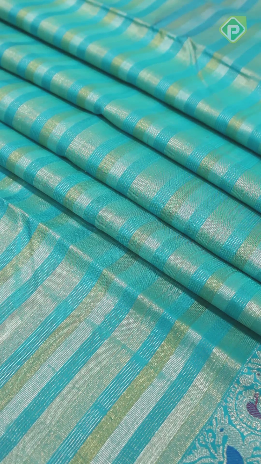 Rama Green Gold And Silver Zari With Meena Work Border Traditional Silk Saree