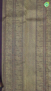 Wine Colour Gold Zari Vairaoosi Lines Small Flower Butta Design Self Colour Chagaram Border Design Traditional Silk Saree