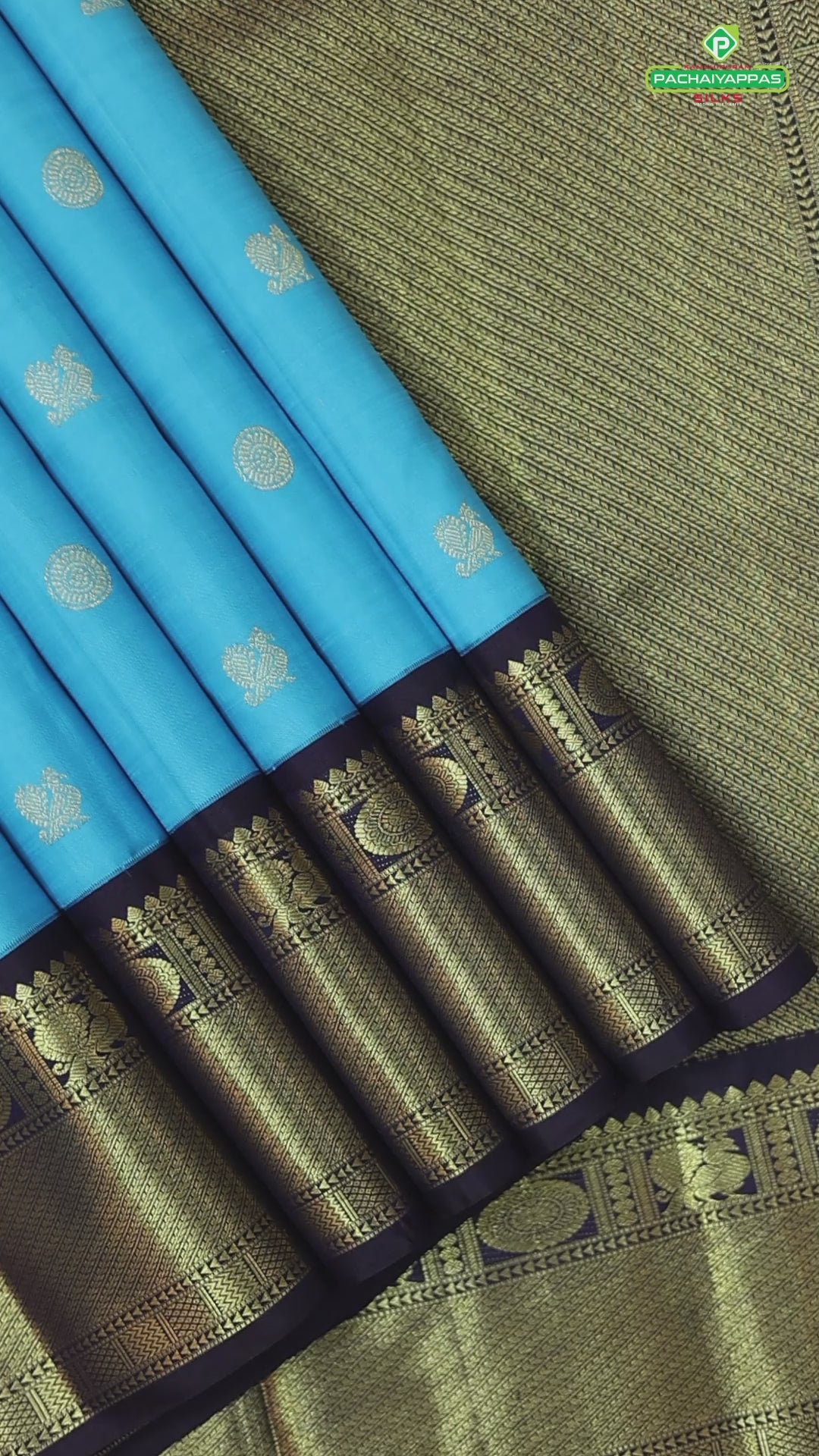 Rama Blue Paalum Pazhamum Border Retro Traditional Silk Saree