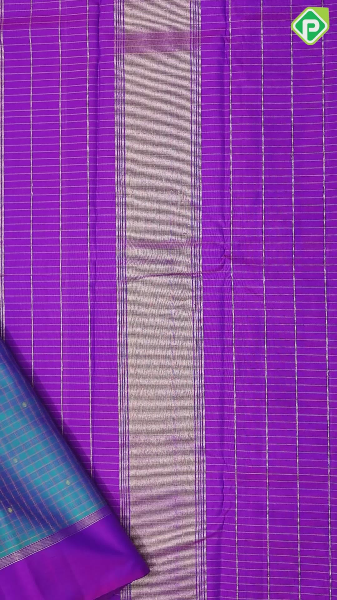 Peacock blue and green silk thread padded zari checks rani pink plain gold zari padded border soft gift silk saree
