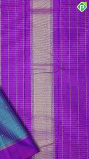 Peacock blue and green silk thread padded zari checks rani pink plain gold zari padded border soft gift silk saree