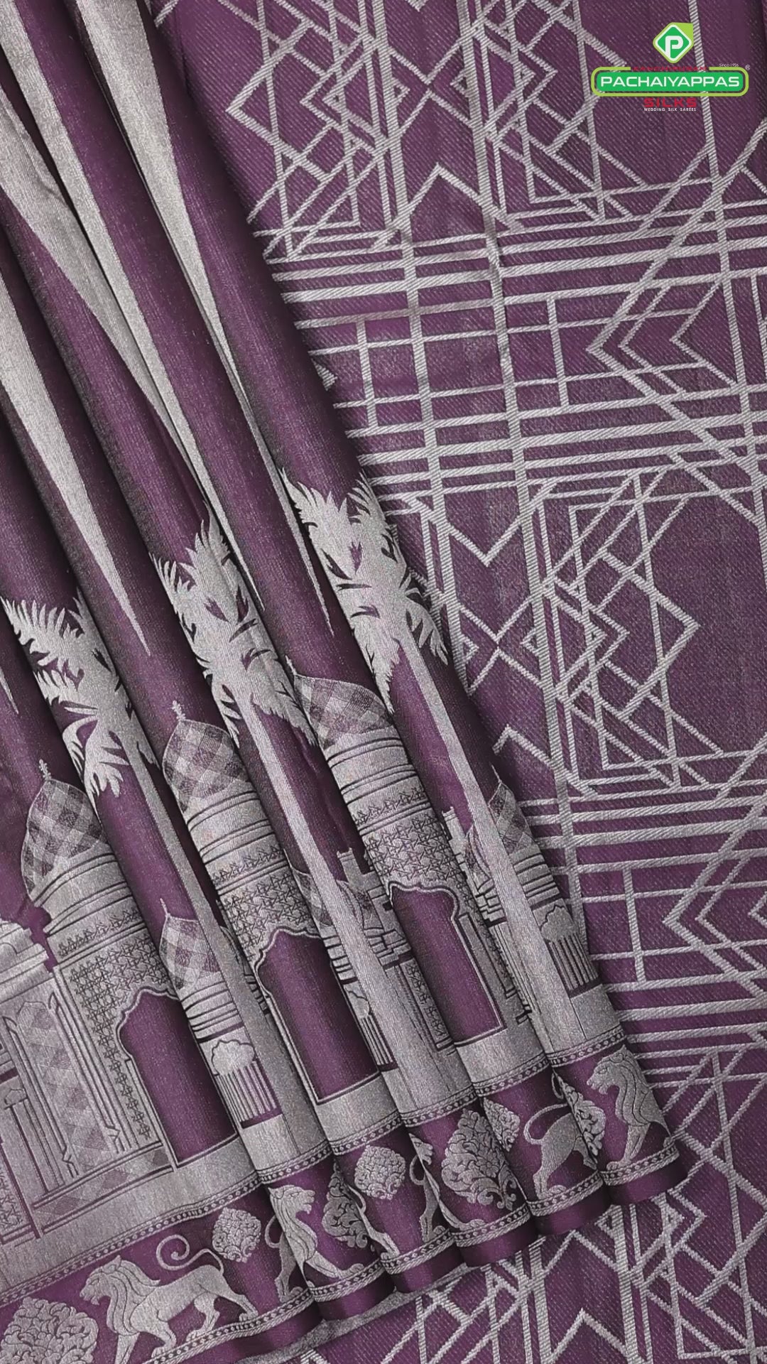 Wine color animals pattern weaved double wear shimmery borderless trendy designer silk saree