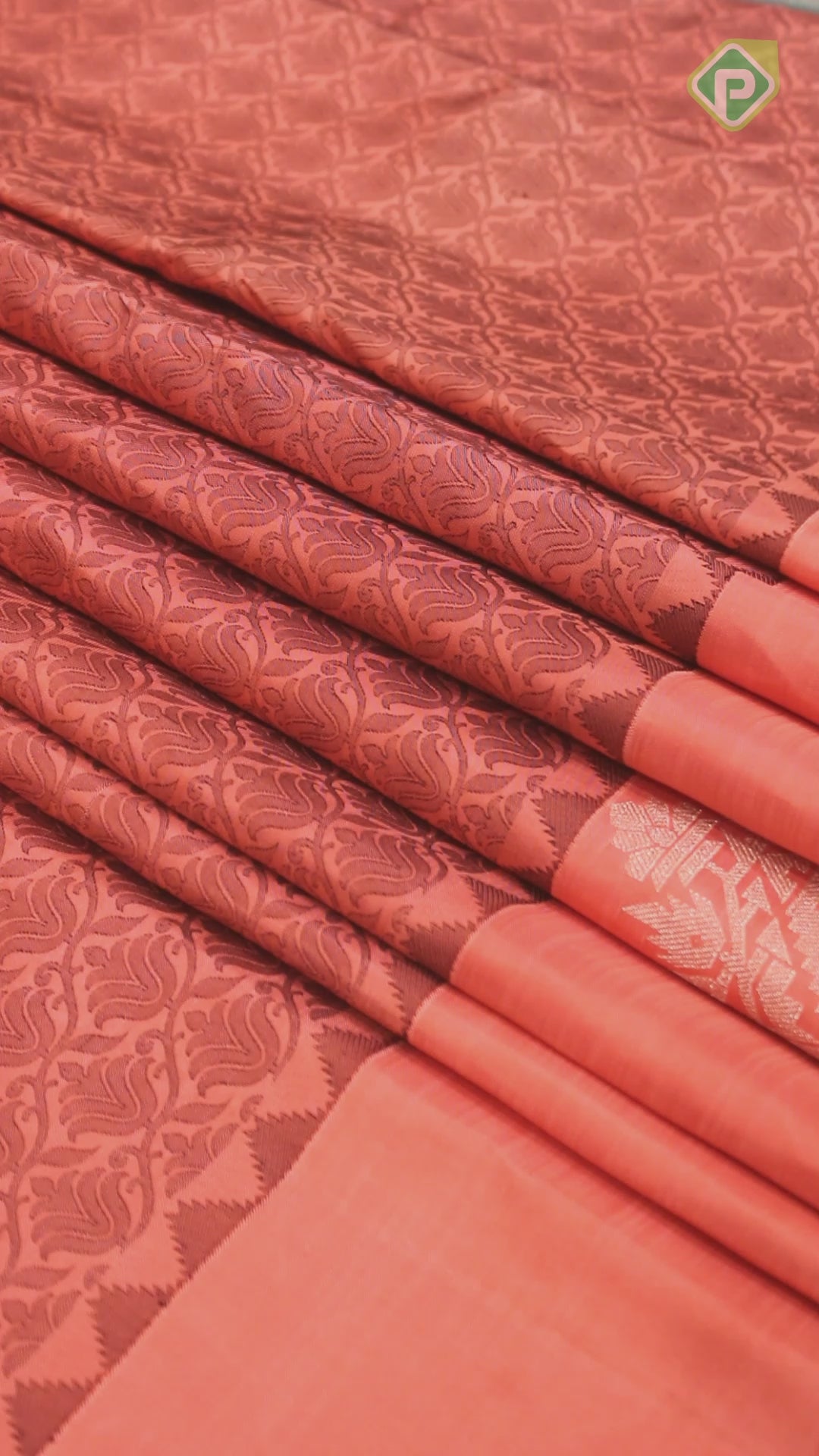 Peach Pink Thread Work Design With Mango And Thilagam Silver Border Trendy Silk Saree