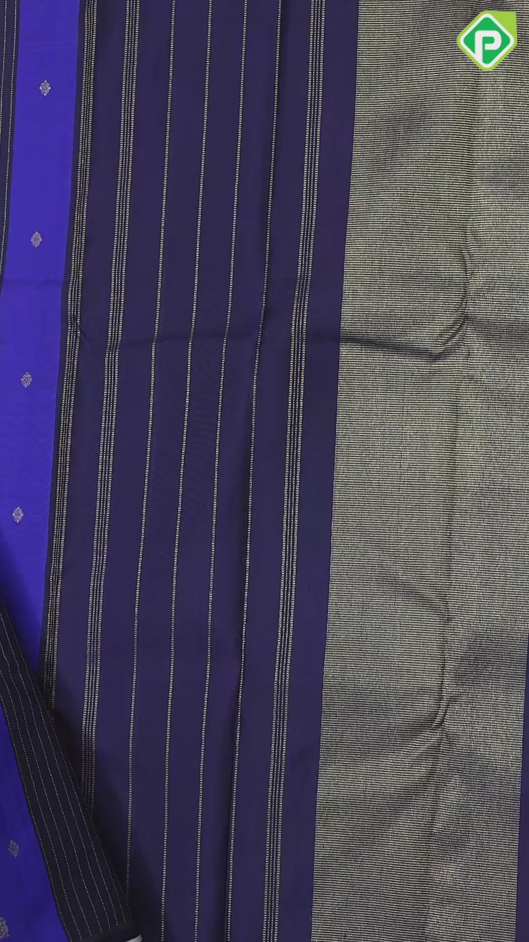Indigo blue navy blue gold zari butta lines partly design borderless trendy designer silk saree