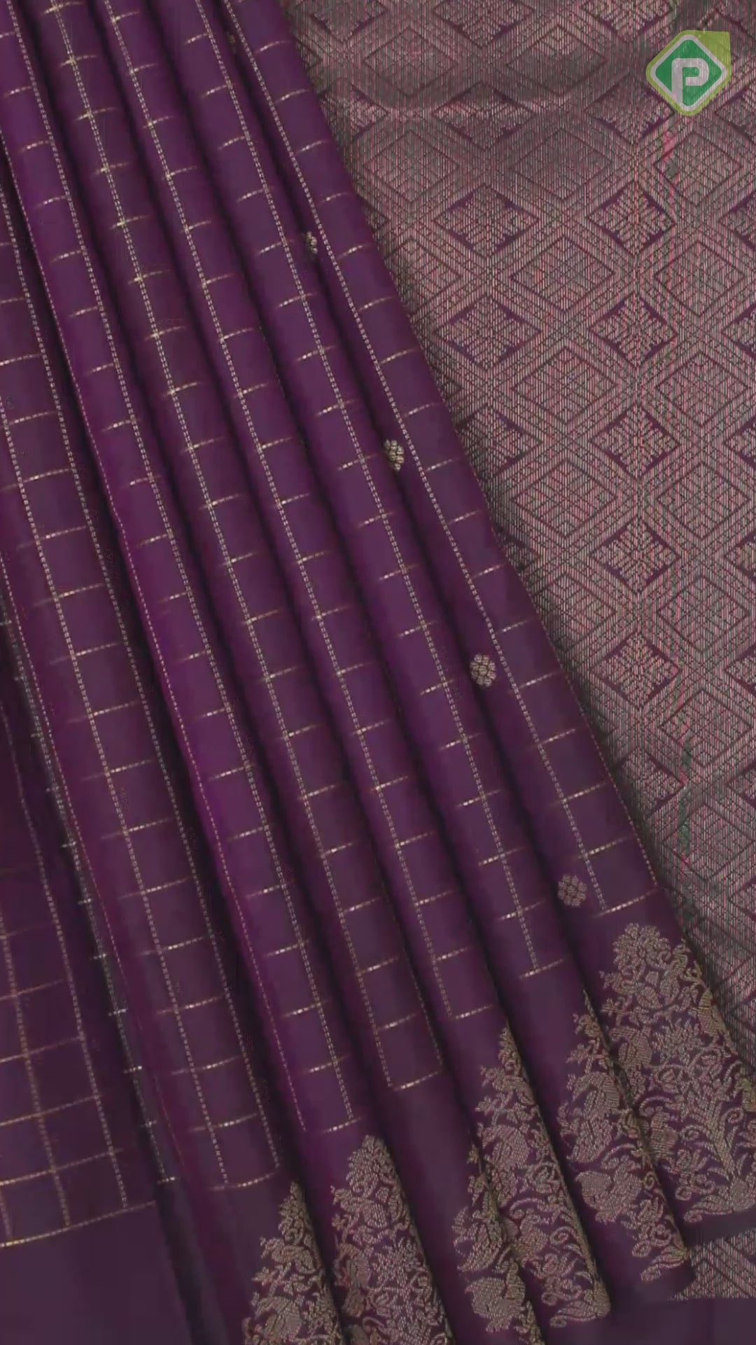 Magenta Color Gold Zari Vaira Oosi Line And Small Motif Border Peacock Tree Butta Traditional Silk Saree