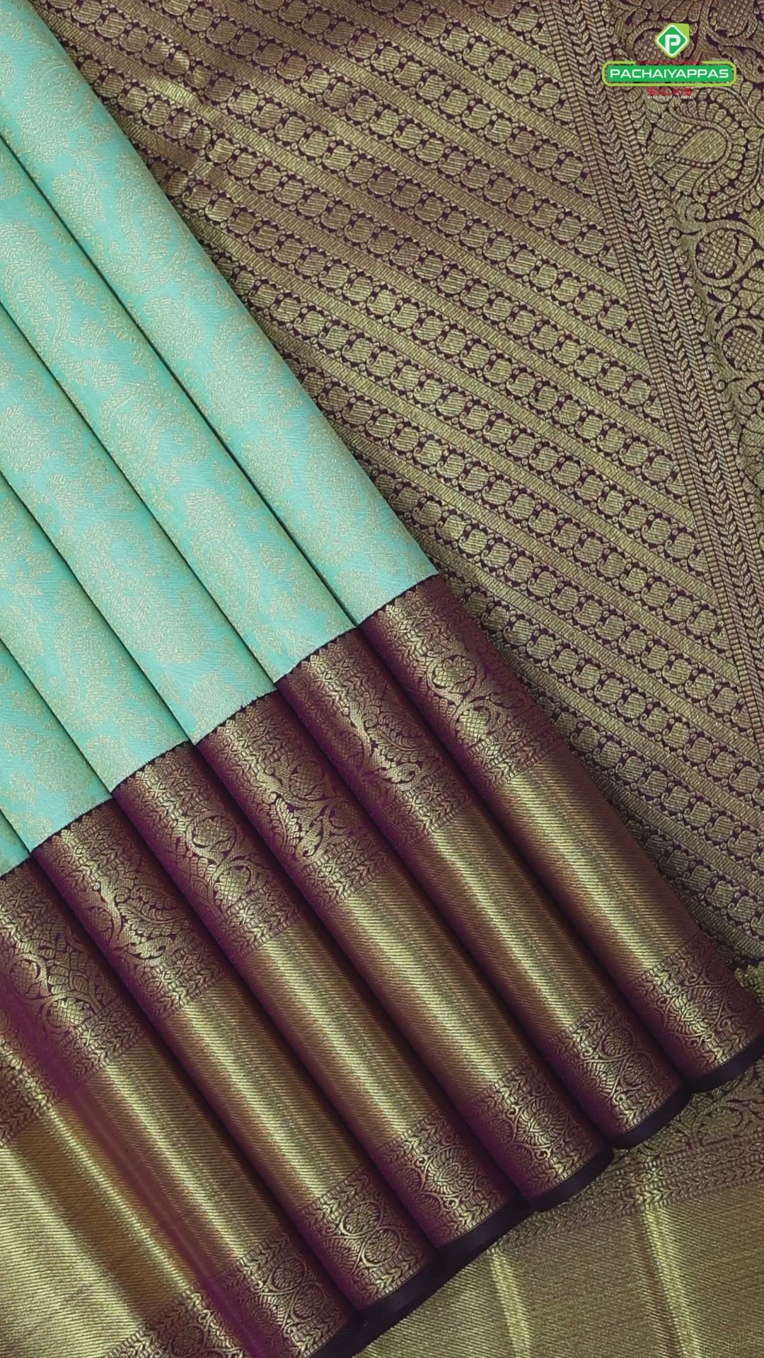 pista green gold zari grand floral contrast purple with gold zari exclusive bridal silk saree