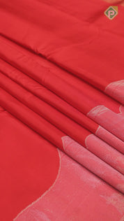 Chili Red Plain Body With Thread Border Trendy Silk Saree