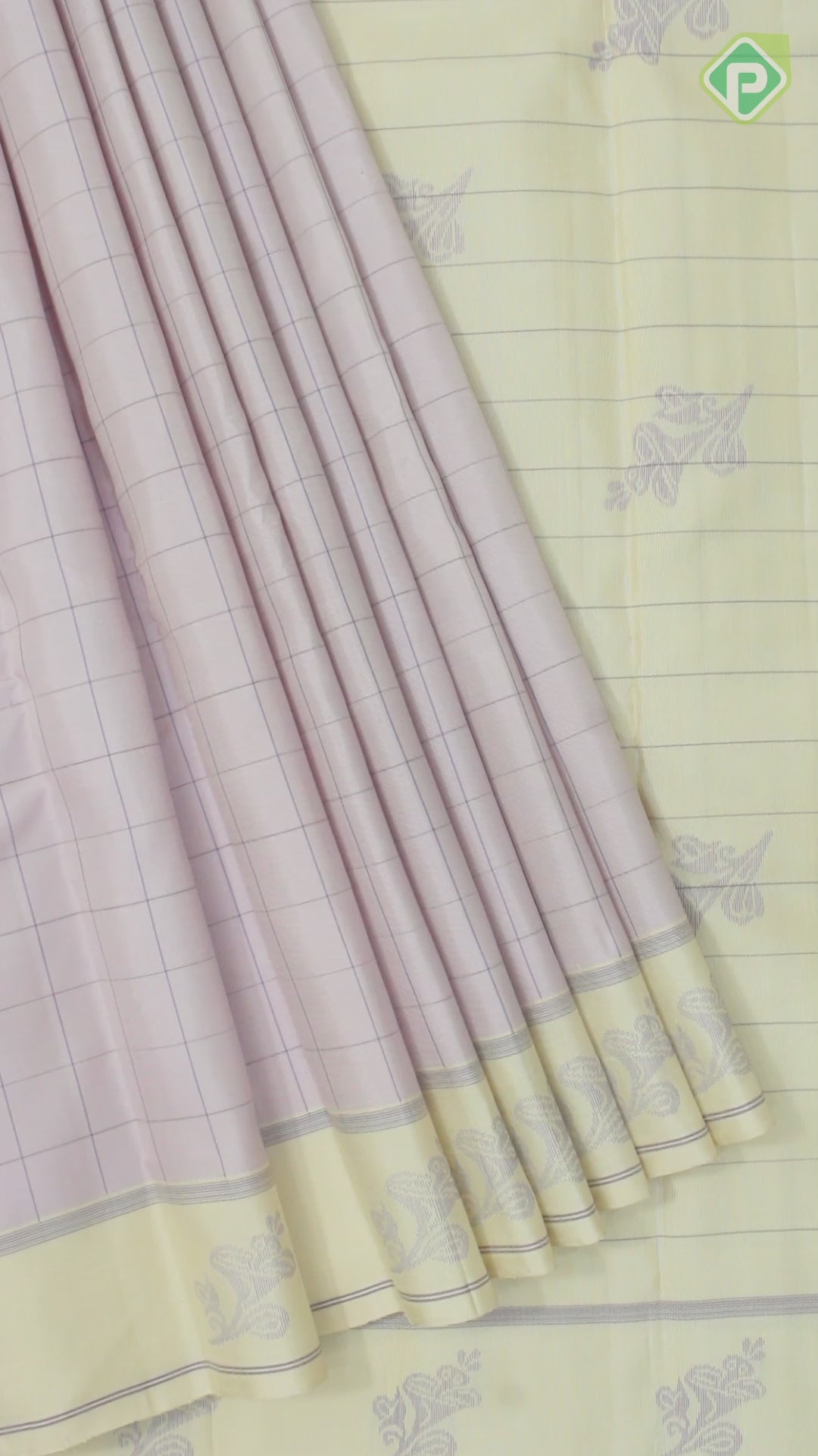 Light Lavender With Cream White Thread Work Traditional Silk Silk