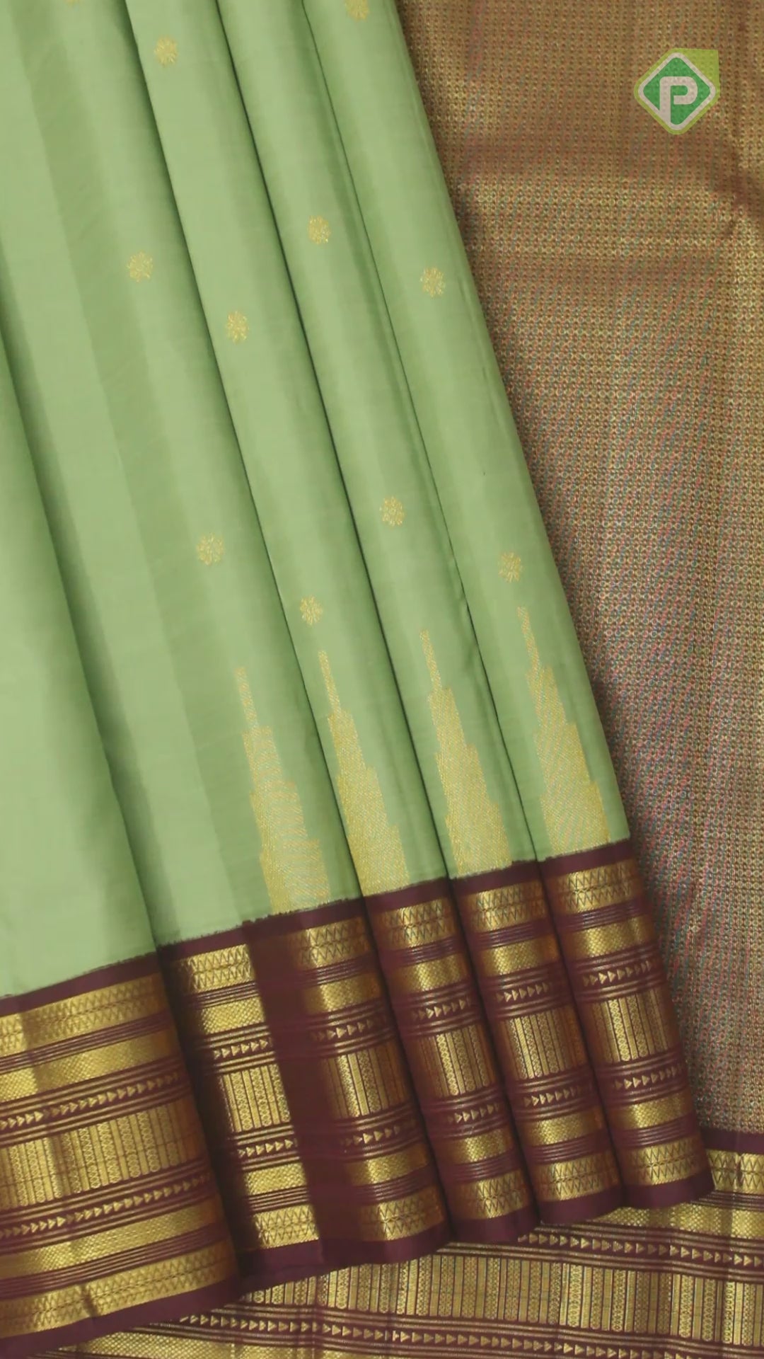Cardamom Green Color With Marron Gold Zari Traditional Silk Saree