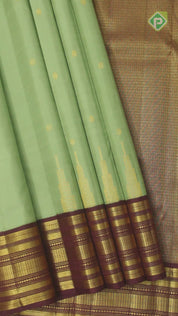 Cardamom Green Color With Marron Gold Zari Traditional Silk Saree