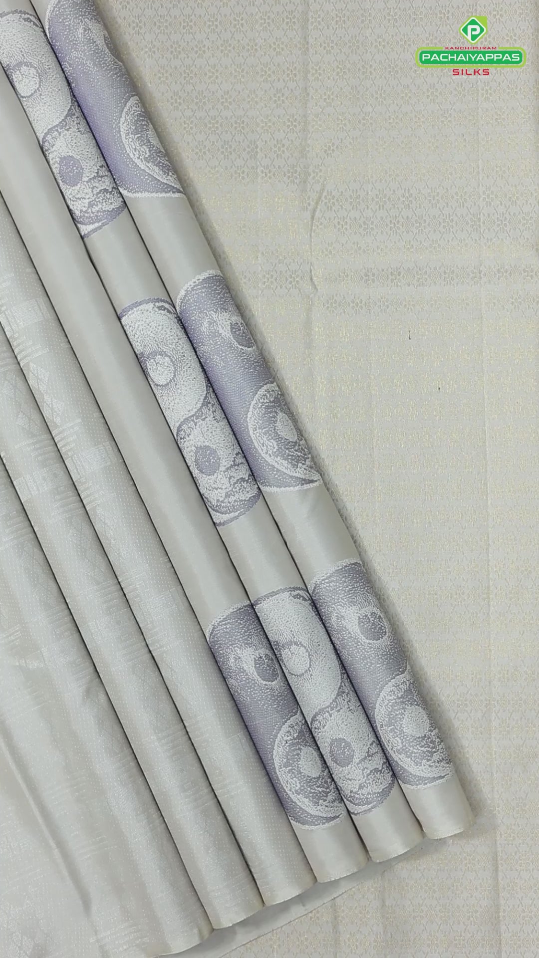 Pinkish cream silver zari ying yang concept inspired borderless signature edition silk saree