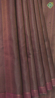 Onion Pink And Walnut Brown Silk Thread Gold Zari Square Checks Edge Border Trendy Designer Silk Saree