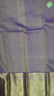 Rust Orange Gold Zari Checks Flower Butta Design Violet Mayilkan Border Design Traditional Silk Saree