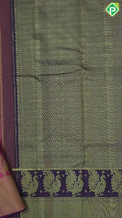 peach pink gold zari and silk thread checks self gold zari peacock butta lines diamond border traditional silk saree