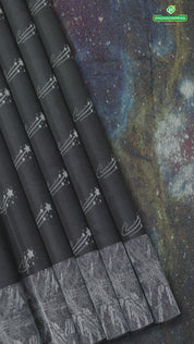 Elephant grey with cream white star design galaxy inspired pallu concept trendy designer silk saree
