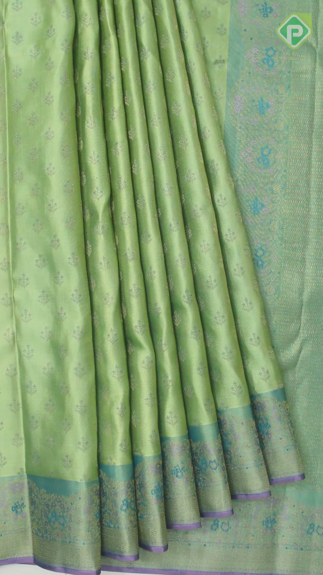 Pista Green Gold Zari Tissue With Rexsona Green Border Trendy  Silk Saree