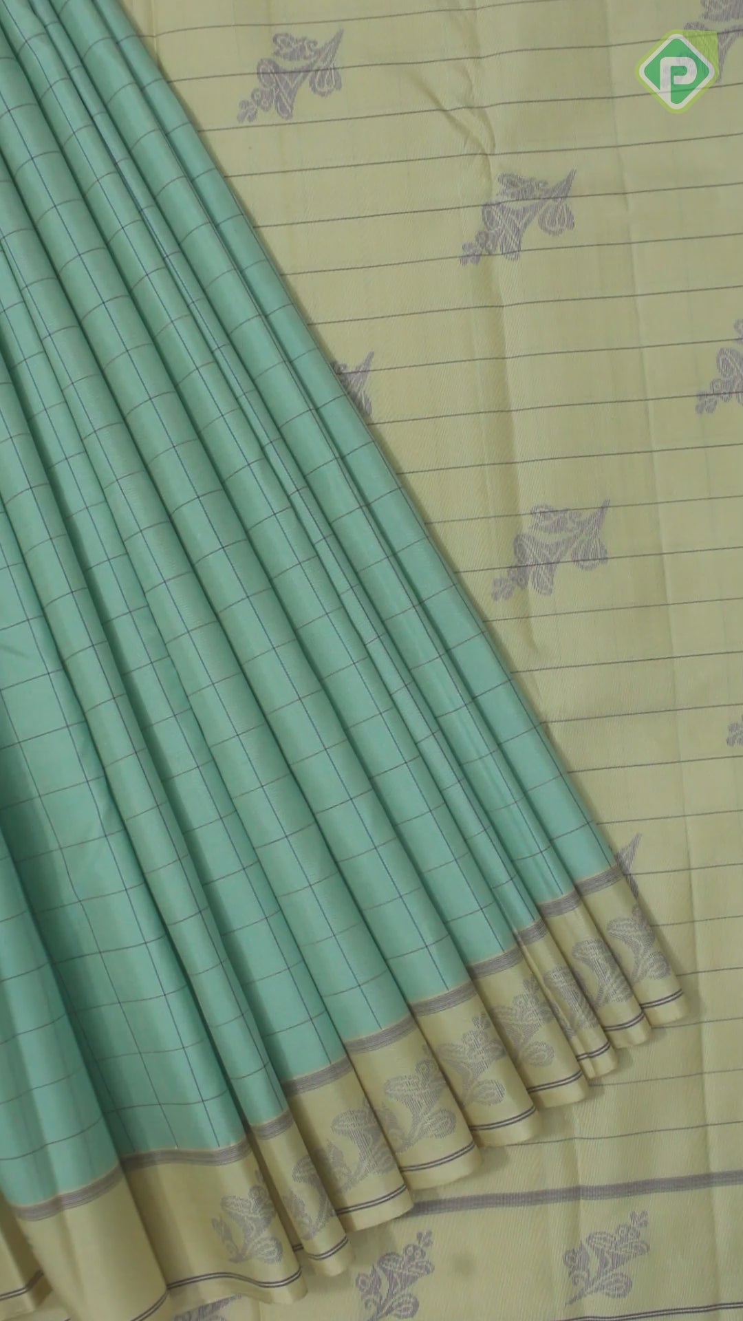 Light See Green With Creamy White Border Traditional Silk Saree