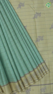 Light See Green With Creamy White Border Traditional Silk Saree