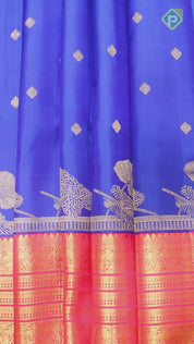 Royal Blue Silver Gold Zari Contrast Pink Multi Line Border Trendy Designer Silk Saree