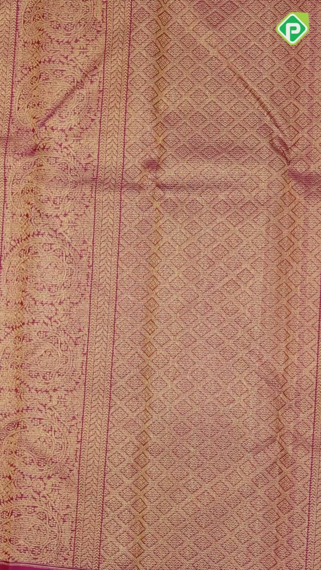 Rani Pink Gold Zari Vairaoosi Gandaberunda Design Self Colour Mayilkan Ruthracham Border Design Traditional Silk Saree
