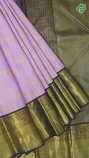 Baby Pink Gold Zari Necklace Design Deer Butta Border Exclusive Grand Bridal Silk Saree
