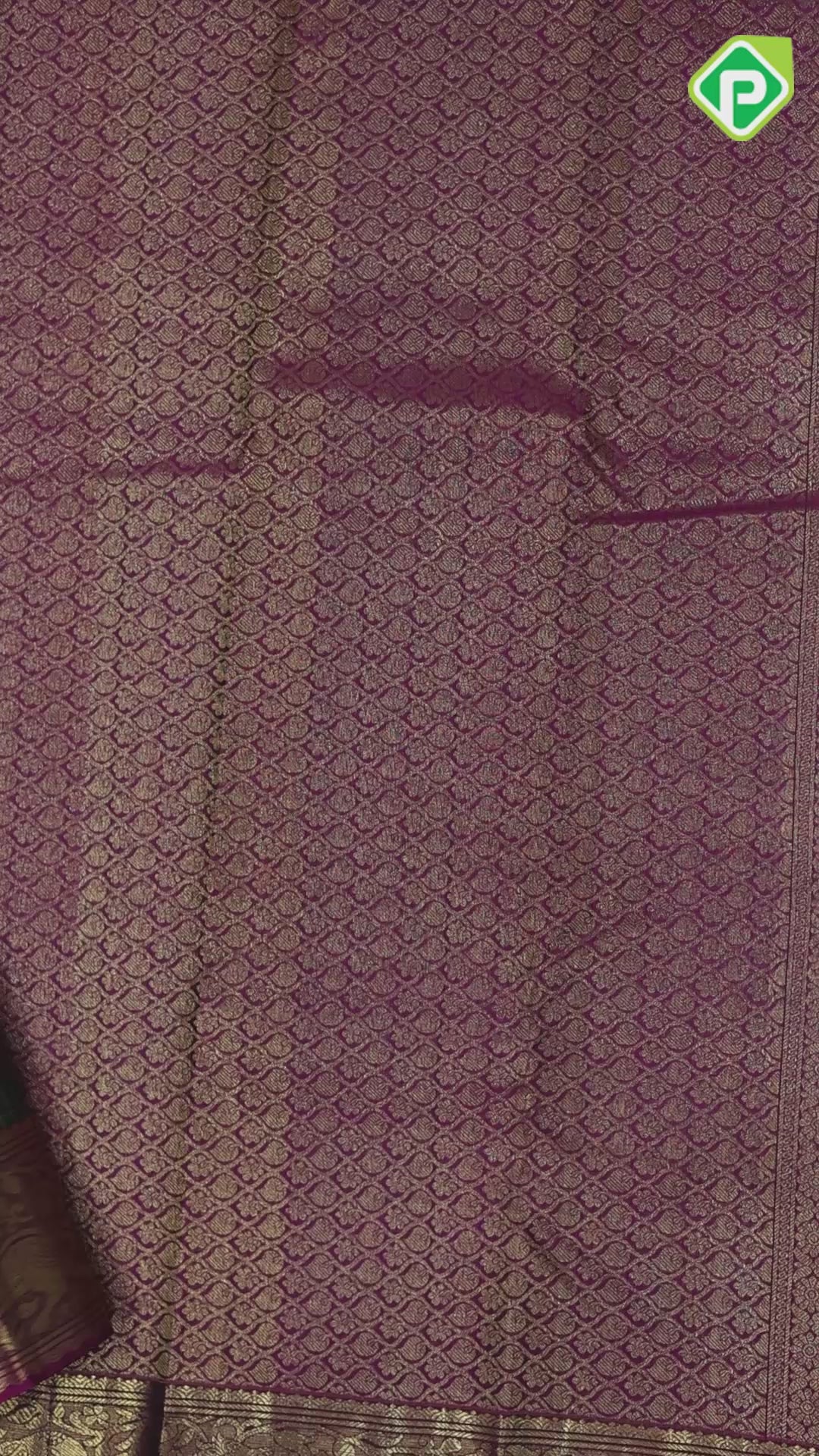 Bottle Green Gold Zari Small Checks Chagaram Butta Magenta Colour Elephant Yali Border Design Traditional Silk Saree