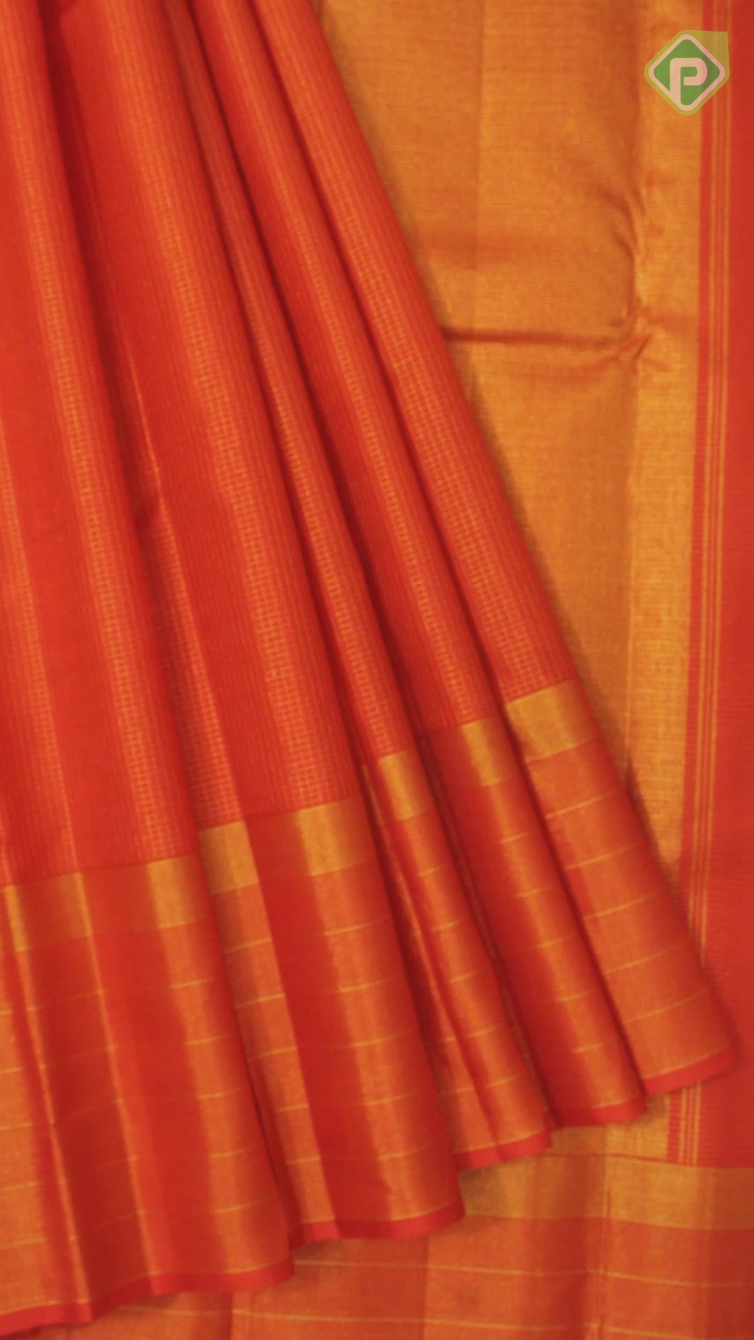 Chili Red Gold Zari Vaira Oosi Checks With Self Color Lines Border Traditional Silk Saree