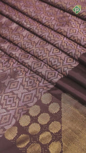 Chocolate Brown Gold And Silver Zari With Big Flower Design Border Fancy trendy Silk Saree