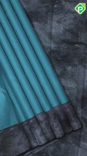 Sea foam green silver zari spider net and dots elephant grey wind design border signature trendy designer silk saree