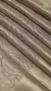 Silver Zari Full Tissue Chocolate Brown Color Flower Motif Grand Traditional Silk Saree
