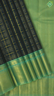 Dark Navy Blue Gold Zari With Rexsona Green Border Traditional Silk Saree